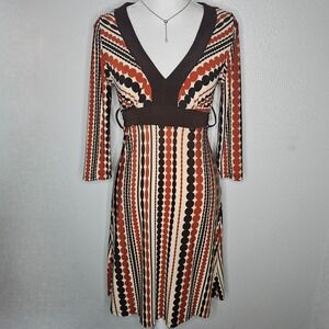 Forever 21 Geometric Print Tie Waist Midi Dress